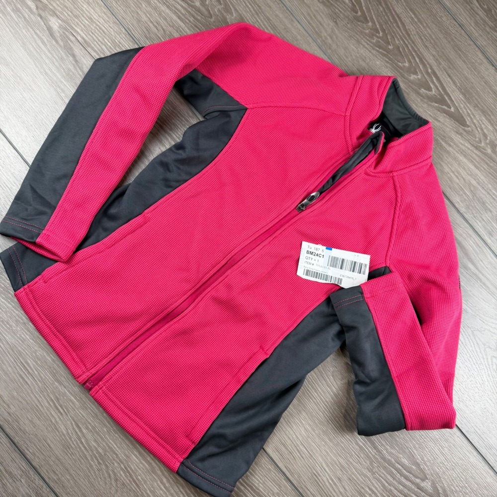 Spyder Girls Fleece Jacket Berry Cora Full Zip Waffle Knit Pink Grey XL 16
